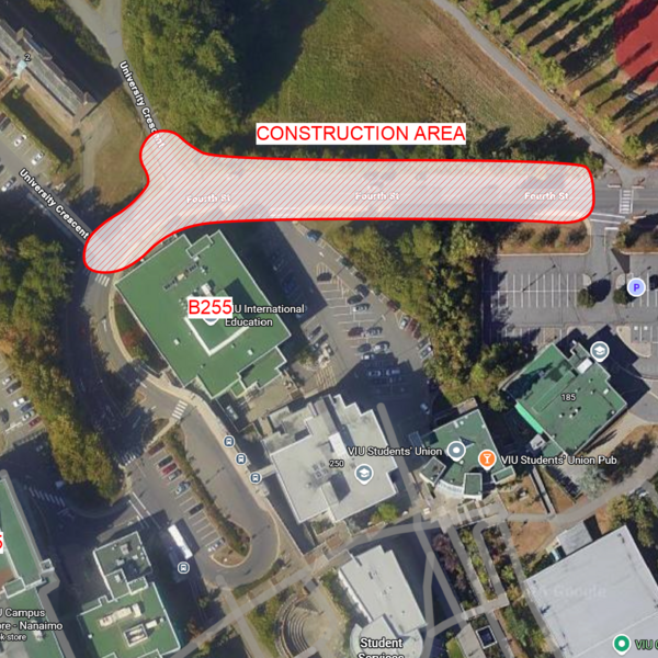 Area of Fourth Street where civil works are taking place