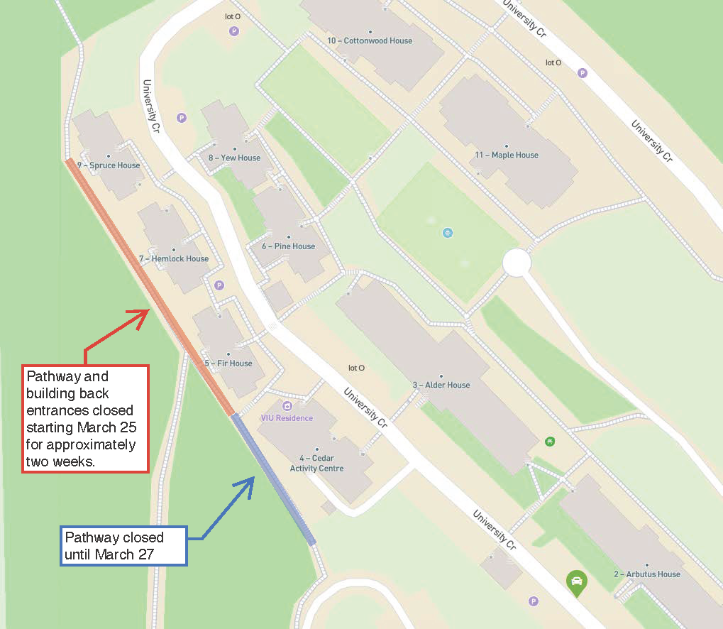 Student Housing Generators project detour map