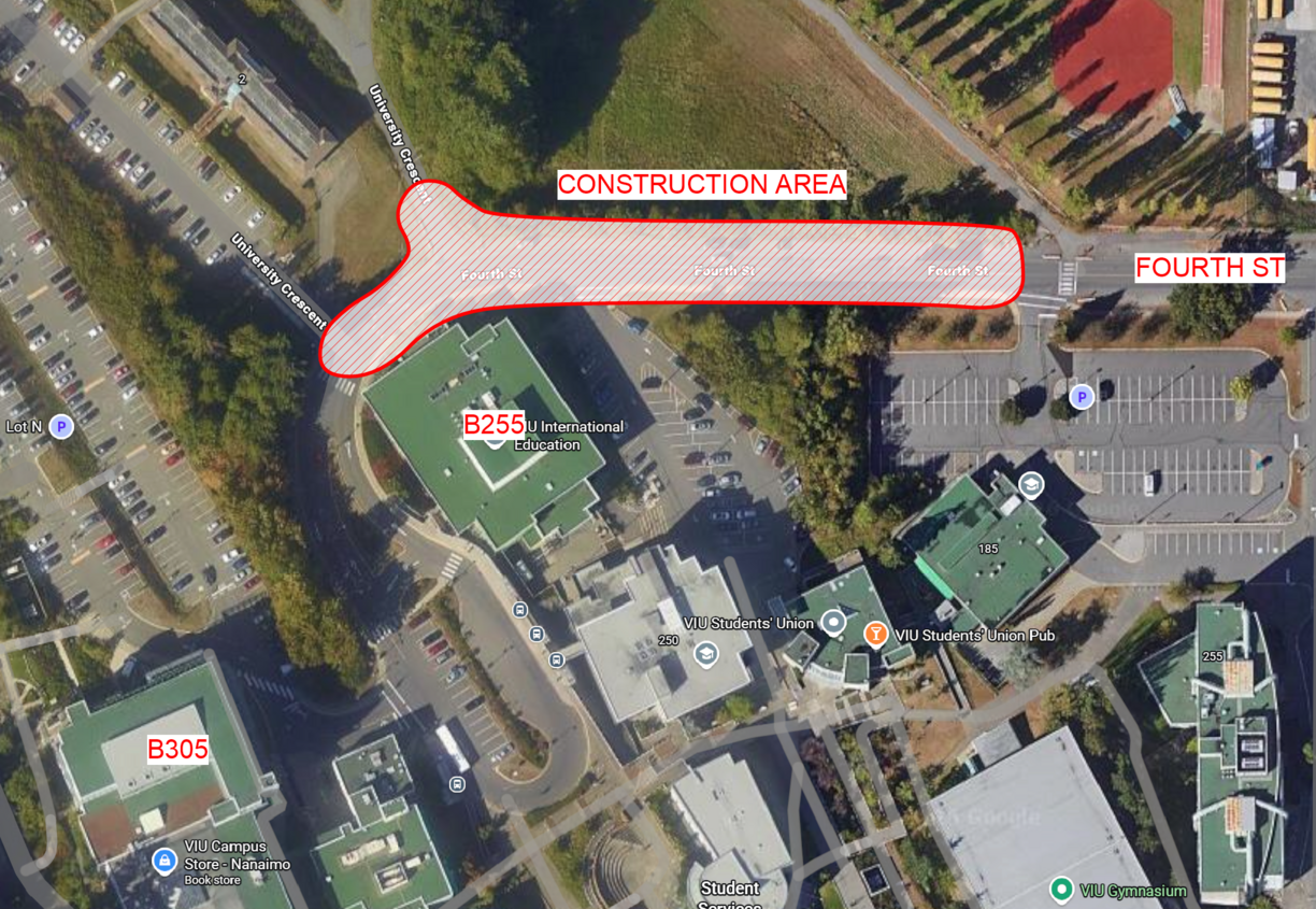 Area of Fourth Street where civil works are taking place